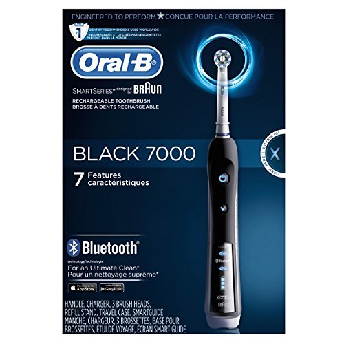 Electric Toothbrush, Oral-B Pro 7000 SmartSeries Black Electronic Power Rechargeable Toothbrush with Bluetooth Connectivity Powered by Braun 