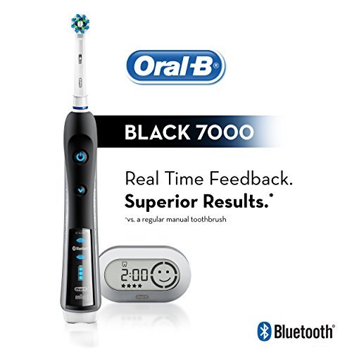 Electric Toothbrush, Oral-B Pro 7000 SmartSeries Black Electronic Power Rechargeable Toothbrush with Bluetooth Connectivity Powered by Braun 