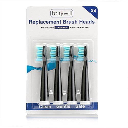 Electric Toothbrush Replacement Head x 4 Crystal Black 