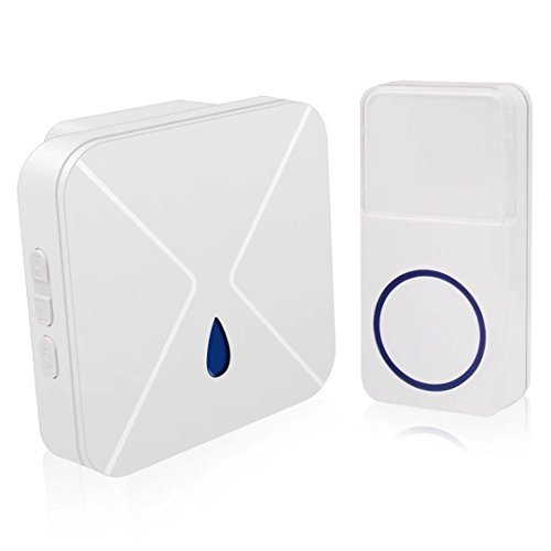 Electronic Doorbell, iBell CXR Wireless Doorbell with 1 Remote Button & 1 Plugin Receivers Operating at over 1000 feet Range with Over 52 Chimes & LED Indicator, No Batteries Required for Receivers