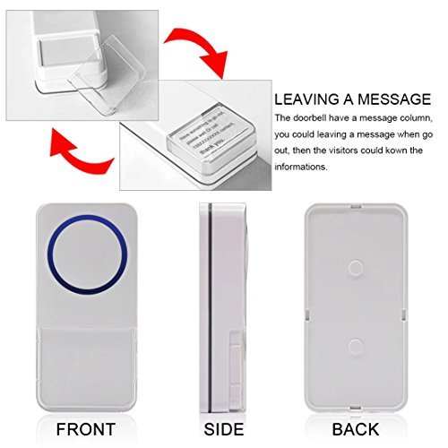 Electronic Doorbell, iBell CXR Wireless Doorbell with 1 Remote Button & 1 Plugin Receivers Operating at over 1000 feet Range with Over 52 Chimes & LED Indicator, No Batteries Required for Receivers