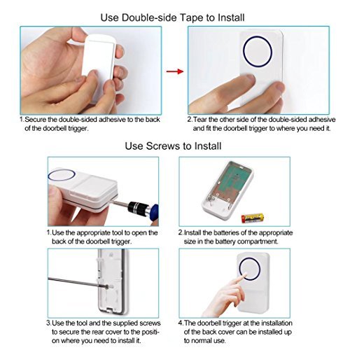 Electronic Doorbell, iBell CXR Wireless Doorbell with 1 Remote Button & 1 Plugin Receivers Operating at over 1000 feet Range with Over 52 Chimes & LED Indicator, No Batteries Required for Receivers