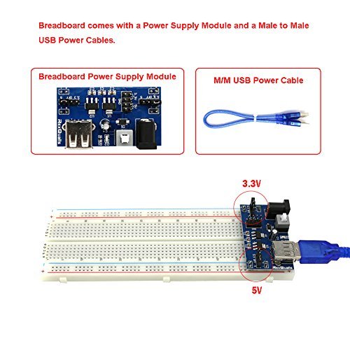 Electronics Component Fun Kit w/ Power Supply Module, Jumper Wire, 830 tie-points Breadboard, Precision Potentiometer ,Resistor for Arduino, Raspberry Pi, STM32