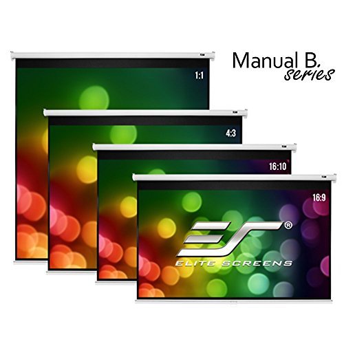 Elite Screens Manual B, 100" 1:1, Manual Pull Down Projector Screen 4K / 3D Ready with Slow Retract Mechanism, 2 Year Warranty, M100S