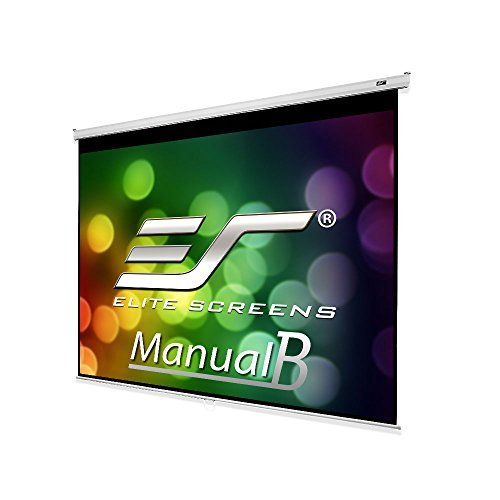 Elite Screens Manual B, 100" 4:3, Manual Pull Down Projector Screen 4K / 3D Ready with Slow Retract Mechanism, 2 Year Warranty, M100V