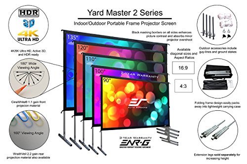 Elite Screens Yard Master 2, 120-inch 4:3, 4K Ultra HD Ready Portable Foldaway Movie Theater Projector Screen, Front Projection - OMS120V2
