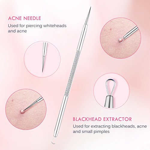 ElleSye Blackhead Remover Kit, 5-in-1 Pimple Extractor Acne Comedone Blackhead Removal Tool Set, Treatment for Blemish, Whitehead, Zit Removing with...