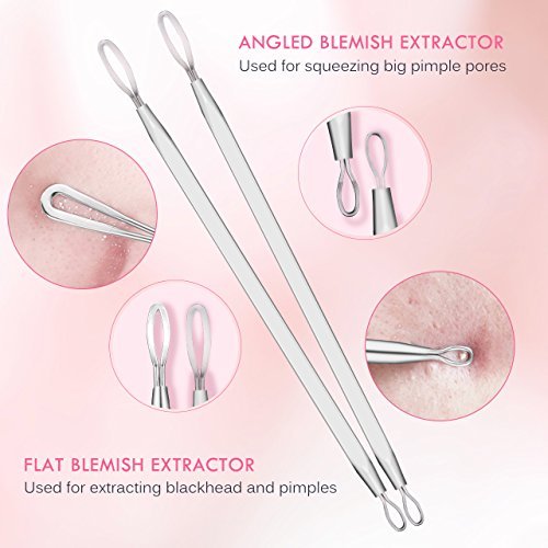 ElleSye Blackhead Remover Kit, 5-in-1 Pimple Extractor Acne Comedone Blackhead Removal Tool Set, Treatment for Blemish, Whitehead, Zit Removing with...