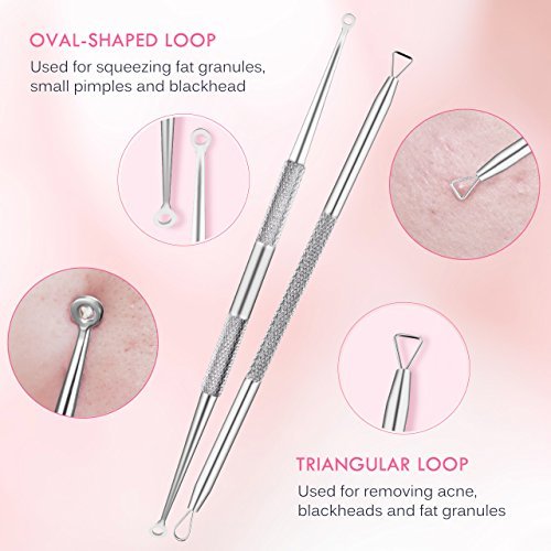 ElleSye Blackhead Remover Kit, 5-in-1 Pimple Extractor Acne Comedone Blackhead Removal Tool Set, Treatment for Blemish, Whitehead, Zit Removing with...