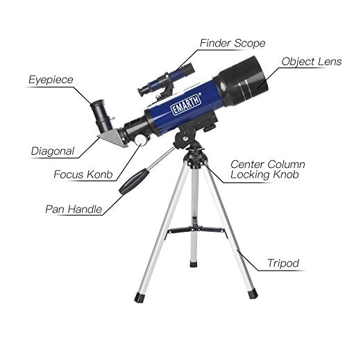 Emarth Telescope, Travel Scope, 70mm Astronomical Refracter Telescope with Tripod & Finder Scope, Portable Telescope for Kids Beginners (Blue)