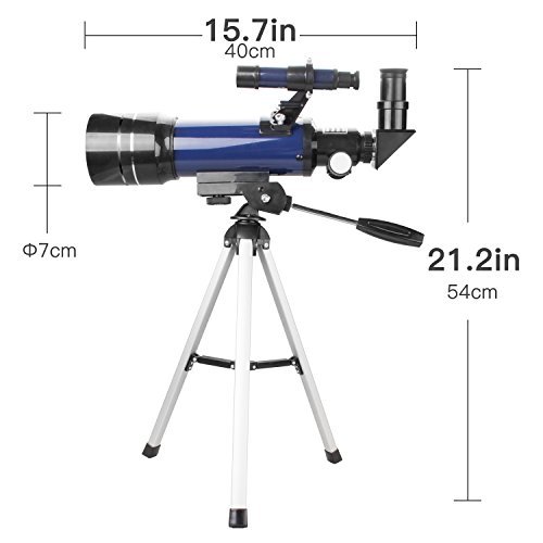 Emarth Telescope, Travel Scope, 70mm Astronomical Refracter Telescope with Tripod & Finder Scope, Portable Telescope for Kids Beginners (Blue)