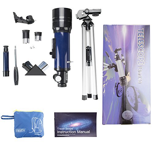 Emarth Telescope, Travel Scope, 70mm Astronomical Refracter Telescope with Tripod & Finder Scope, Portable Telescope for Kids Beginners (Blue)