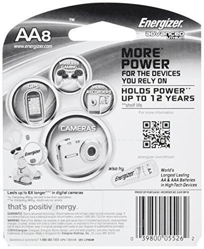 Energizer Advanced Lithium Batteries, AA Size, 8-Count 