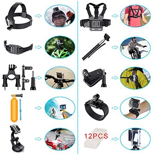 Erligpowht Common Outdoor Sports Kits for GoPro Hero 4/3+/3/2/1 Cameras and Sj4000/Sj5000 Cameras In Swimming Camping Diving Outing Any Other Outdoor Sports