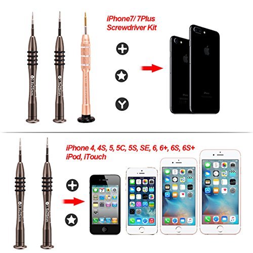 Esdabem Repair Tool Kit for iPhone 7 – Magnetic Premium Solid Screwdriver Set for Apple iPhone 7, iPhone 7Plus, iPhone 6Plus, iPhone 6S /6/5S/5/5C/4S/4/SE, iPod, iTouch (4 Pack)