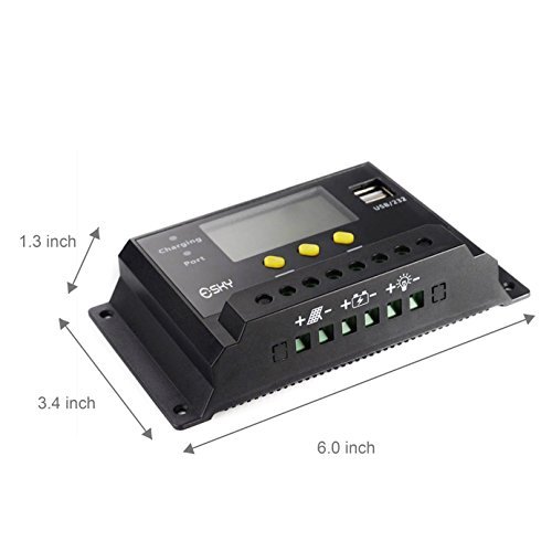 Esky 30A LCD 12V/24V 360W/720W PWM Solar Panel Adapter Charge Controller