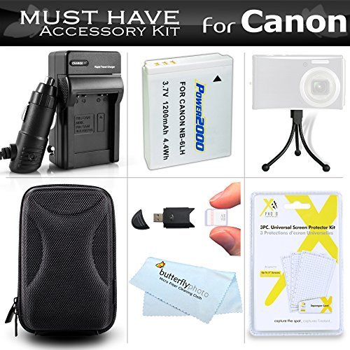 Essential Accessories Bundle Kit For Canon PowerShot ELPH 500 HS, SX600 HS, SX700 HS, SX610 HS, SX710 HS Digital Camera Includes (1200maH) Replacement NB-6L Battery + AC/DC Charger + Case + More