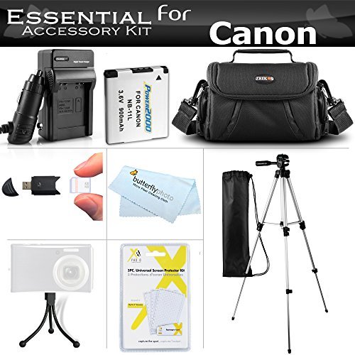 Essential Accessories Kit For Canon Powershot SX400 IS, SX410 IS, SX420 IS Digital Camera Includes Replacement (900maH) NB-11L Battery + AC/DC Charger + Case + 50" Tripod + Screen Protectors + More