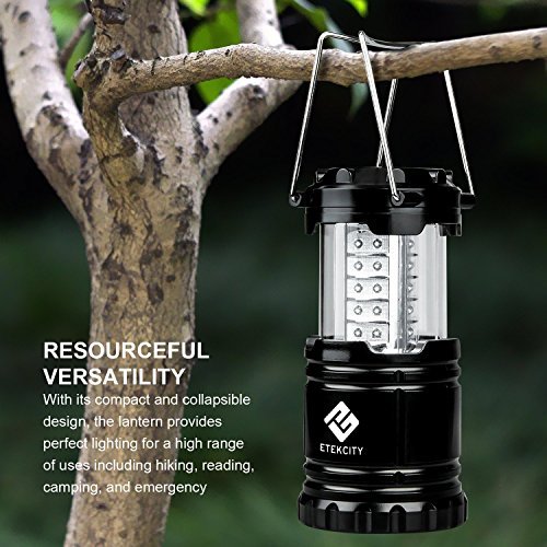 Etekcity 3 Pack Portable Outdoor LED Lantern with 9 AA Batteries - Camping Friendly (Black, Collapsible)