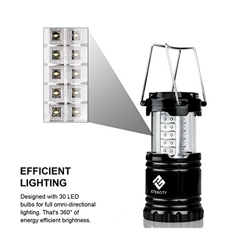 Etekcity 3 Pack Portable Outdoor LED Lantern with 9 AA Batteries - Camping Friendly (Black, Collapsible)