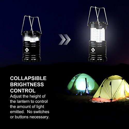 Etekcity 3 Pack Portable Outdoor LED Lantern with 9 AA Batteries - Camping Friendly (Black, Collapsible)