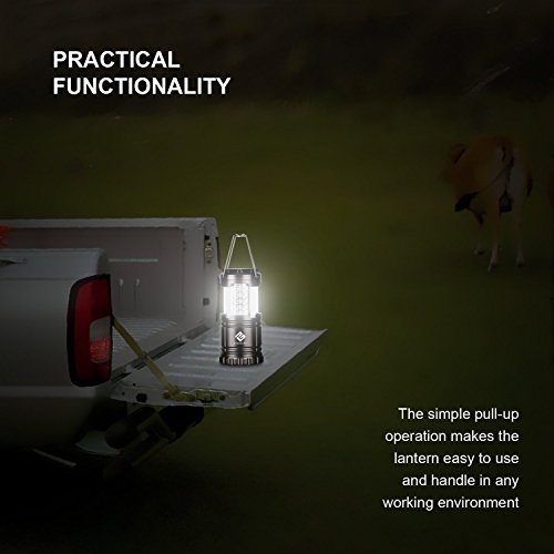 Etekcity 3 Pack Portable Outdoor LED Lantern with 9 AA Batteries - Camping Friendly (Black, Collapsible)
