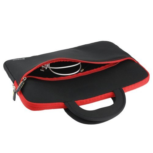 Evecase 10.6~12 inch Tablet, Netbooks Ultraportable Neoprene Zipper Carrying Case with Dual Hidden Pocket & Handle - Black/ Red