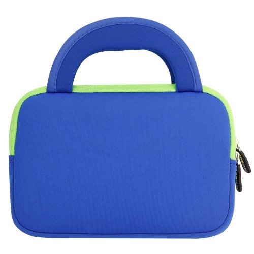 Evecase Ultra-Portable Neoprene Zipper Carrying Case with Accessory Pocket for 7 - 8 -Inch Tablet - Blue / Green