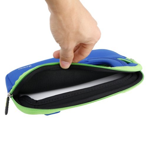 Evecase Ultra-Portable Neoprene Zipper Carrying Case with Accessory Pocket for 7 - 8 -Inch Tablet - Blue / Green