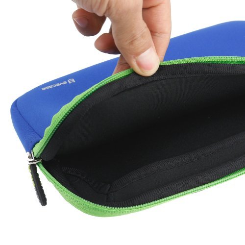 Evecase Ultra-Portable Neoprene Zipper Carrying Case with Accessory Pocket for 7 - 8 -Inch Tablet - Blue / Green