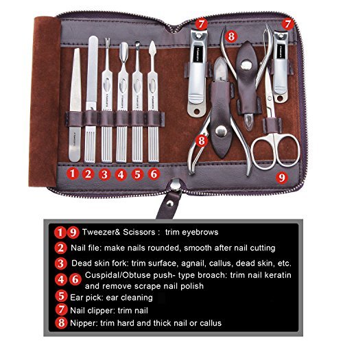 FAMILIFE L01 11 in 1 Stainless Steel Manicure Set with Box 