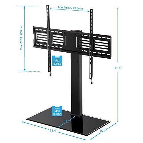 FITUEYES Universal TV Stand with Swivel mount Height Adjustable for 60inch to 80 inch TV FTT107003GB