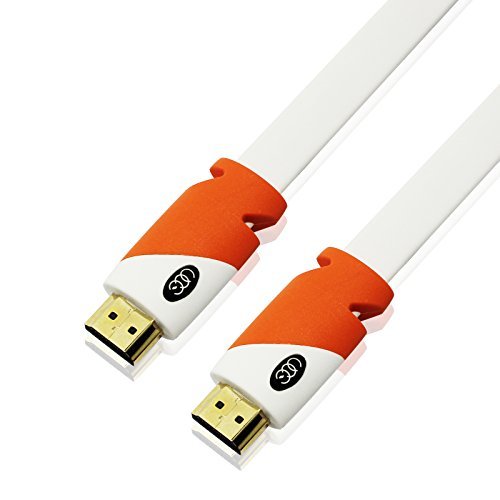 FLAT HDMI Cable - 3 FT (2-Pack) High Speed HDMI Cable (4.5m) Flat Wire - CL3 Rated, Supports, 4K, Full HD, 3D, 2160p, 1080p, Ethernet and Audio Return (Latest Standard) HDCP 2.2 Compliant - 3 FEET