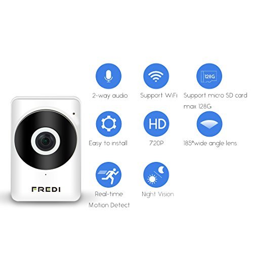 FREDI Baby Monitor Wireless WIFI IP Surveillance Camera 720P HD Security Camera With Two-Way Talking,Infrared Night Vision,P2P Wps Ir-Cut Nanny Camera Motion Detection Loop recording(Without SD Card) 