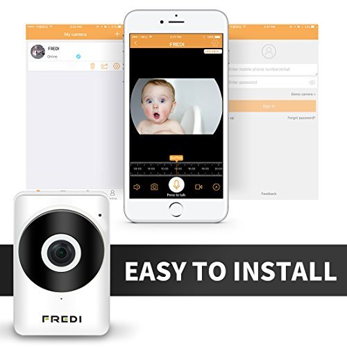 FREDI Baby Monitor Wireless WIFI IP Surveillance Camera 720P HD Security Camera With Two-Way Talking,Infrared Night Vision,P2P Wps Ir-Cut Nanny Camera Motion Detection Loop recording(Without SD Card) 