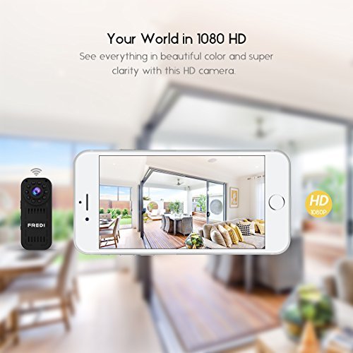 FREDI Hidden Mini Camera Spy Mini Camera 1080p HD mini wireless camera ip camera for iPhone/Android Phone/ iPad Remote View with Motion Detection(support 128G SD card)