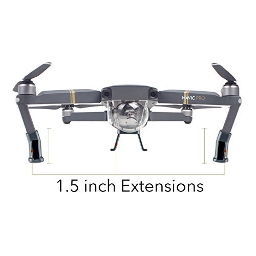 FSLabs DJI Mavic Pro / Platinum Landing Gear Leg Height Extender Kit Riser Set Stabilizers with Protection Pad (Grey)