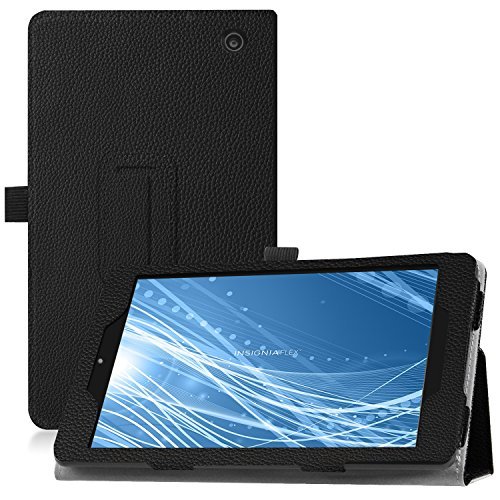 Famavala Premium Vegan Leather Folio Case Cover for 8" Insignia Flex NS-P08A7100 (2016 Release) 8-Inch Android 6.0 Tablet (Black)