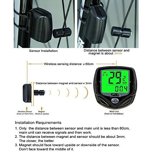 Fanmis Wireless Waterproof Backlight LCD Bike Computer Bicycle Speedometer Odometer With Multi Function