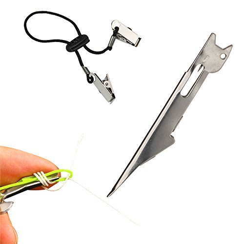 Fast Nail Knot Tyer and Fishing Hooks Loop Tying Tools Kit TyhoTech Fly Fishinghooks Accessory and Black Cap Retainer Hat Clip for Fish Apparel Keeper Holder and Coiled Cord