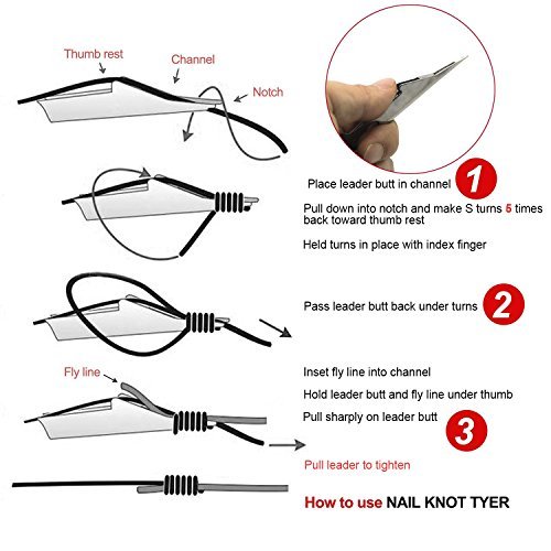 Fast Nail Knot Tyer and Fishing Hooks Loop Tying Tools Kit TyhoTech Fly Fishinghooks Accessory and Black Cap Retainer Hat Clip for Fish Apparel Keeper Holder and Coiled Cord