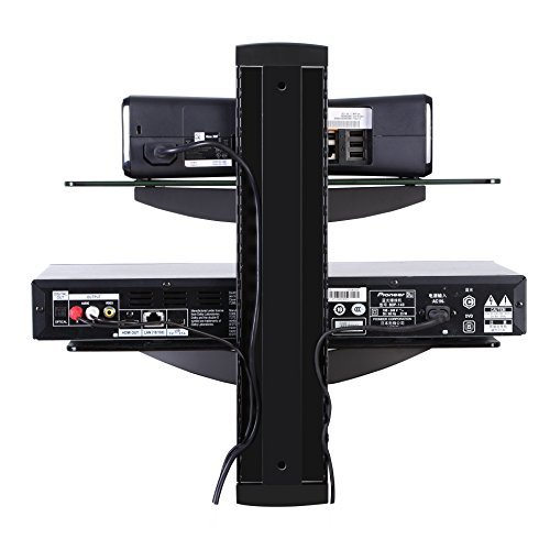 Fenge 2 Tiers Av Shelf Wall Mount Shelf Black Bracket Stand for AV Receiver Component Xbox /Cable Boxes/Gaming Systems DS203801GB