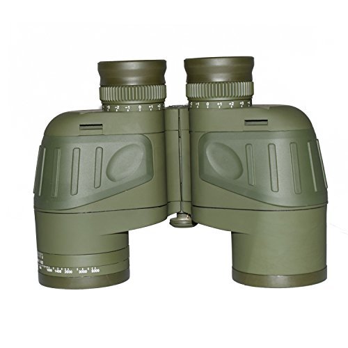 Feyachi 10x50 Military Binoculars with Illuminate Compass and Rangefinder + Binoculars Strap for Hunting Hiking Camping Boating