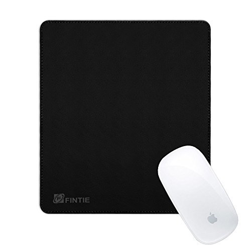 Fintie Mouse Pad With Premium PU Leather Surface [Non-slip] Stitched Edges 8 x 9 Inches, Black