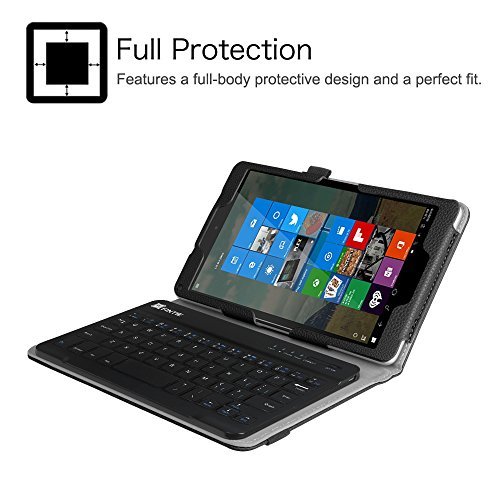 Fintie NuVision 8 Inch Tablet Keyboard Case, Slim Fit Folio PU Leather Cover with Removable Wireless Bluetooth Keyboard for 2016 NuVision TM800W560L / 2017 NuVision TM800W610L / TM800P610L, Black