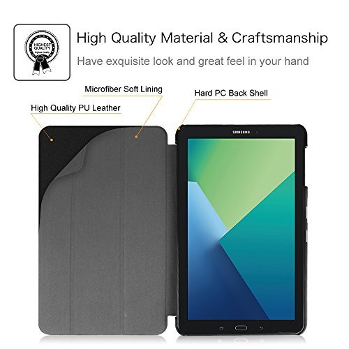 Fintie Samsung Galaxy Tab A 10.1 with S Pen Case - Ultra Slim Lightweight Smart Shell Stand Cover with Auto Sleep / Wake for Samsung Galaxy Tab A 10.1 inch Tablet with (S Pen Version SM-P580), Black