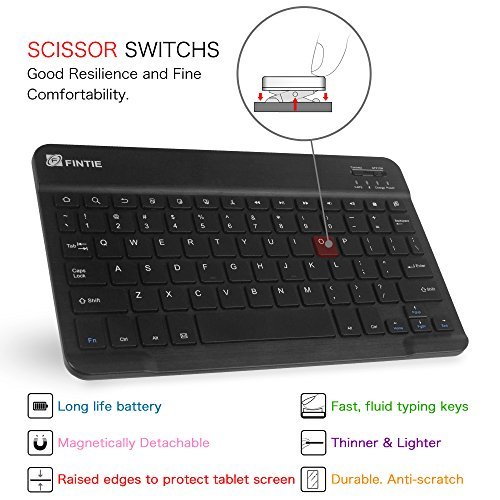 Fintie Samsung Galaxy Tab A 10.1 with S Pen Keyboard Case - Slim Shell Light Weight Stand Cover with Detachable Wireless Bluetooth Keyboard for Galaxy Tab A with S Pen 10.1 inch Tablet SM-P580, Black