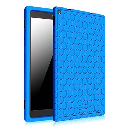 Fintie Silicone Case for Fire HD 10 - [Honey Comb Series] Light Weight [Anti Slip] Shock Proof Silicone Protective Cover [Kids Friendly] for Amazon Fire HD 10 Tablet (10.1" HD Display 5th Gen), Blue