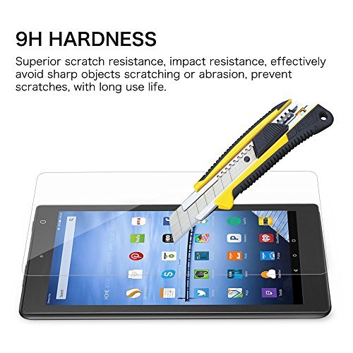 Fintie Tempered Glass Screen Protector for Fire HD 10 - [Scratch Resistant] Premium HD Clear [9H Hardness] for Amazon Fire HD 10.1 Inch Tablet (5th Generation - 2015 Release)