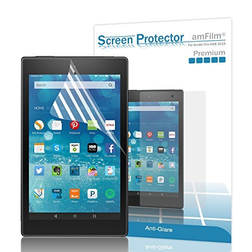 Fire HD 8 2015 Screen Protector, amFilm® New Kindle Fire 8" inch 2015 (5th Generation) Anti-Glare/Fingerprint Matte Screen Protector (2-Pack) [Lifetime Warranty]